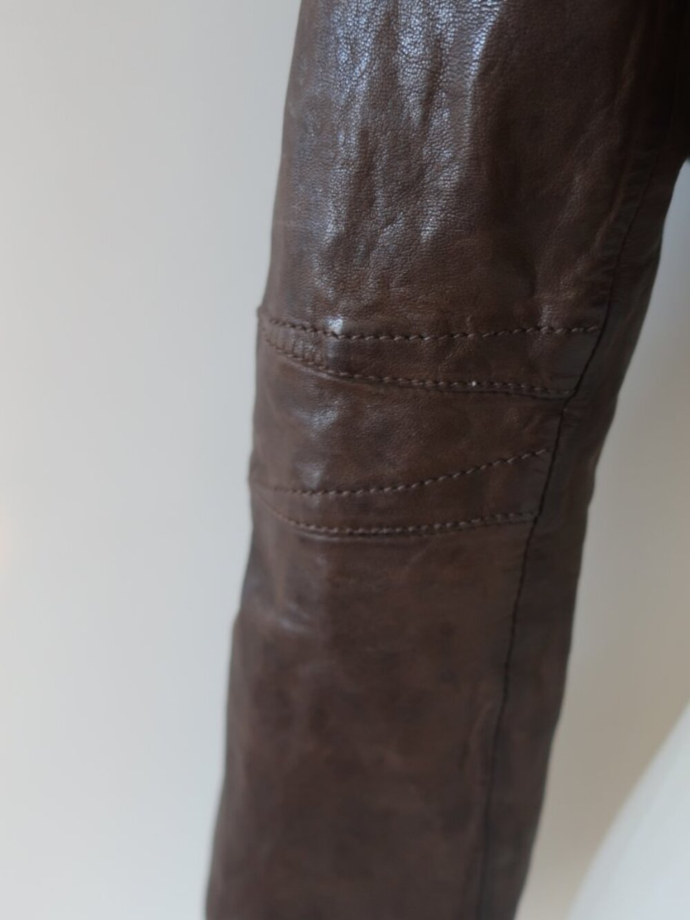 Womens All Saints Brown (Item- 314) Cropped Bomber Leather Lelex Moto Jacket 12 - Picture 11 of 15